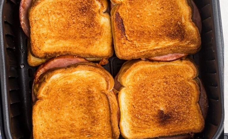 Air fryer grilled ham and cheese sandwiches