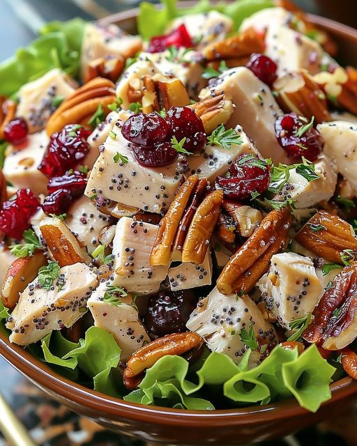 Cranberry Pecan Chicken Salad with Poppy Seed Dressing