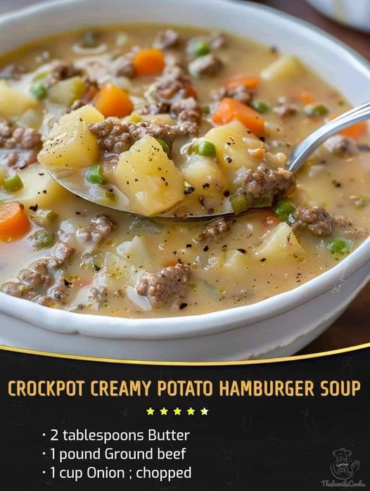 Crockpot Creamy Potato & Hamburger Soup