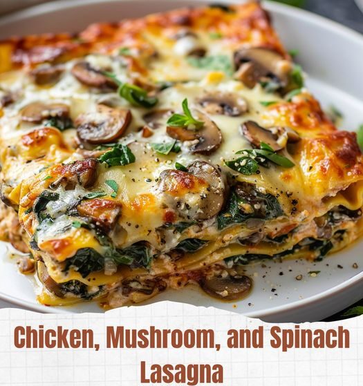 Chicken, Mushroom, and Spinach Lasagna
