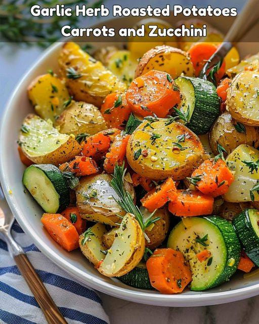 Garlic Herb Roasted Potatoes, Carrots, and Zucchini Recipe