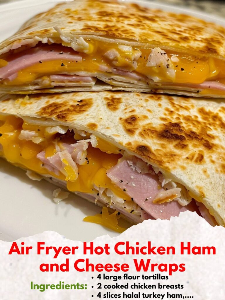 Air Fryer Hot Chicken Ham and Cheese Wraps