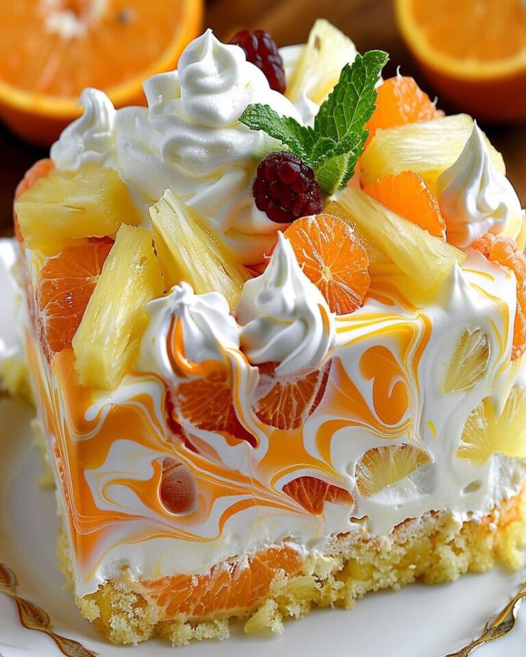 No-Bake Orange Pineapple Swirl Cheesecake