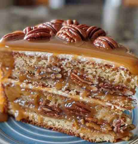 Cake with pecans and caramel from the southern region.