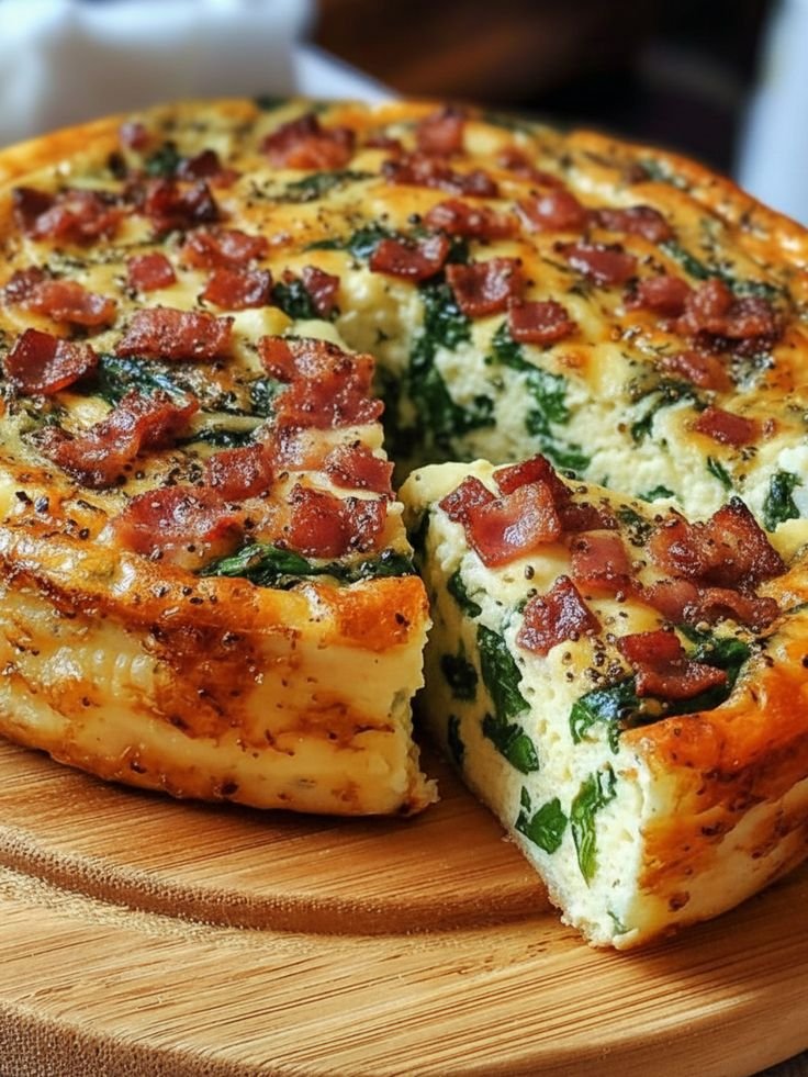 Spinach, Bacon & Ricotta Crustless Quiche