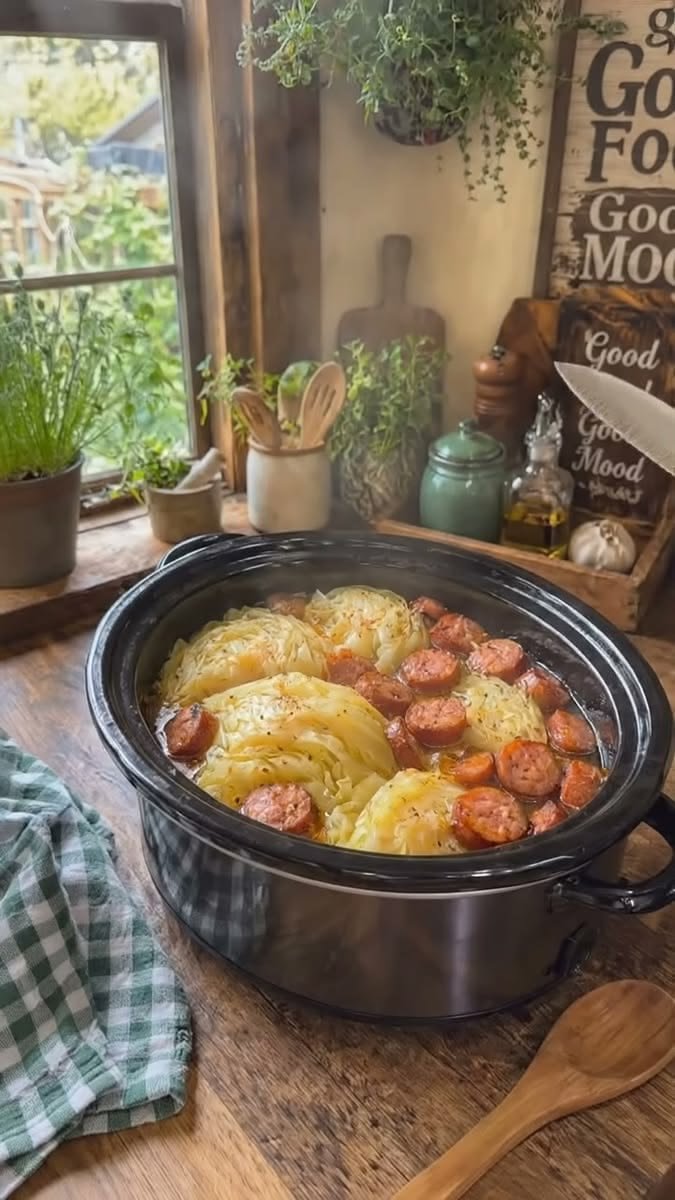 Slow Cooker Sausage & Cabbage