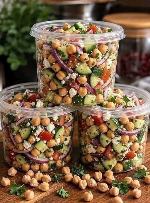 Mediterranean Chickpea Salad with Feta..