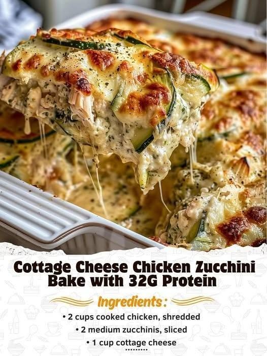 Cottage Cheese Chicken Zucchini Bake with 32g Protein..