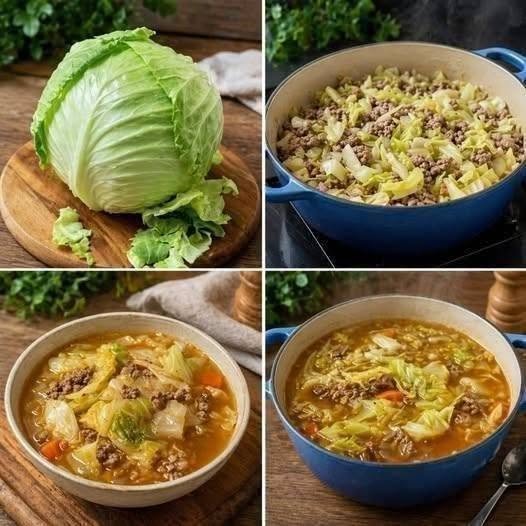 Cabbage and Ground Beef Soup..